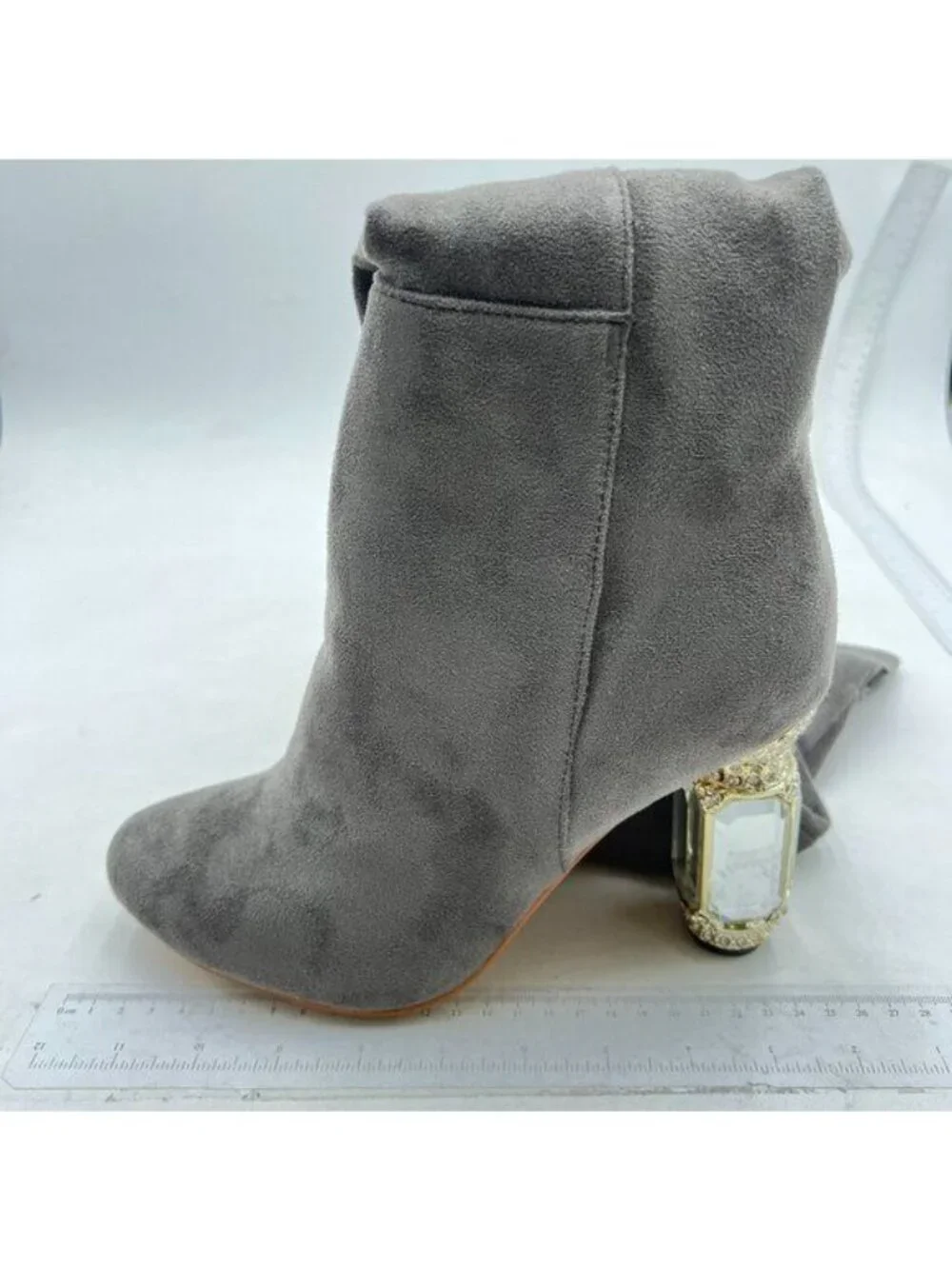 FSJ Women Over The Knee Chunky High Heels Stretch Thigh High Long Boot Grey